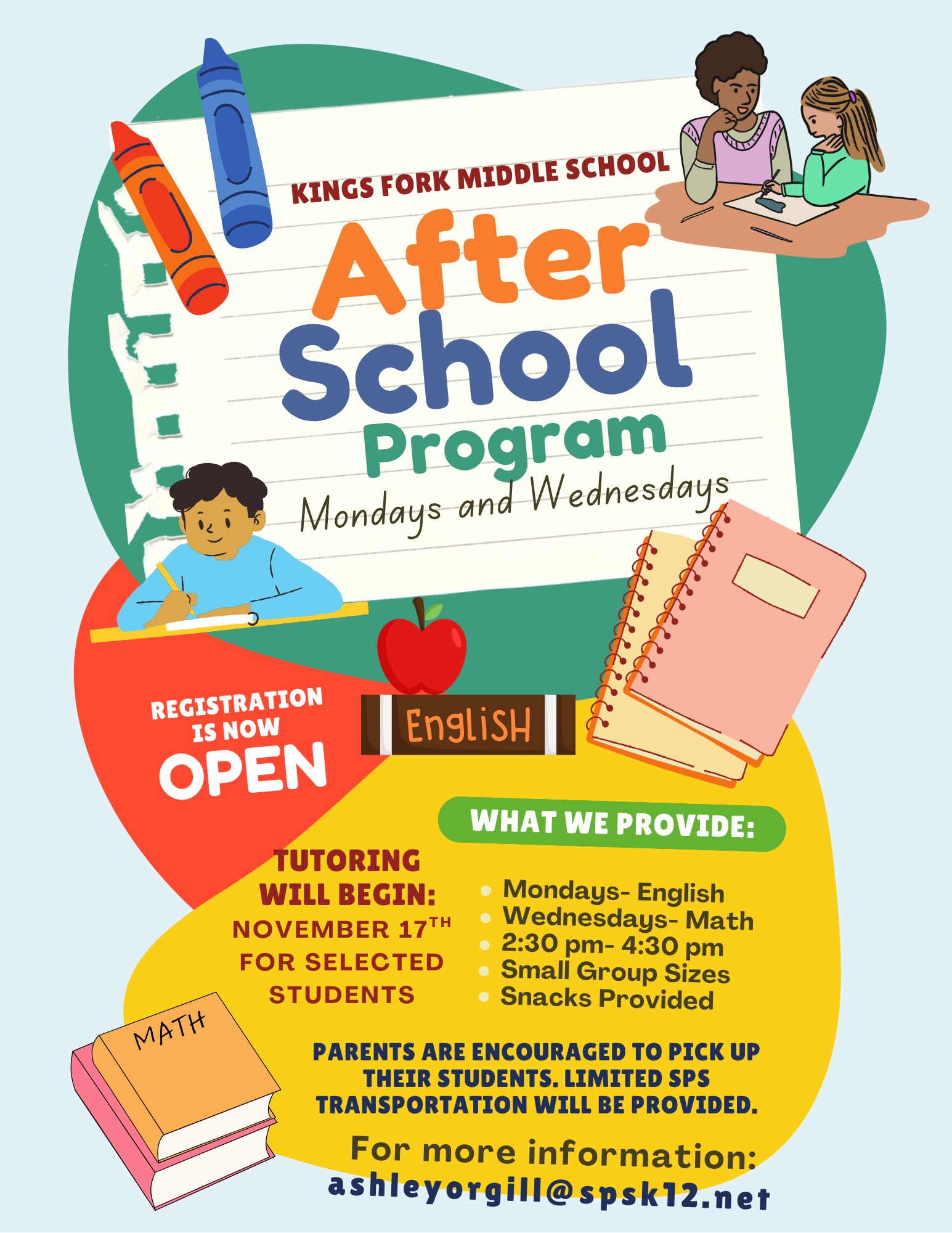 Exciting news! King’s Fork Middle School is offering an After School Program for selected students 